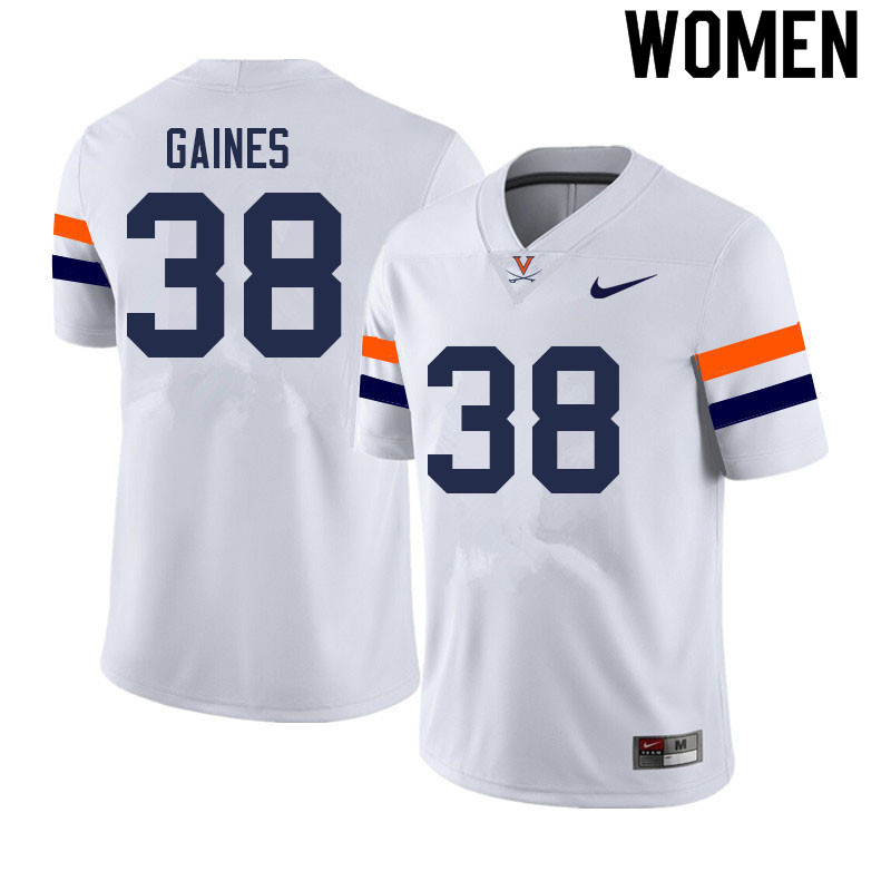 Women #38 Elijah Gaines Virginia Cavaliers College Football Jerseys Sale-White